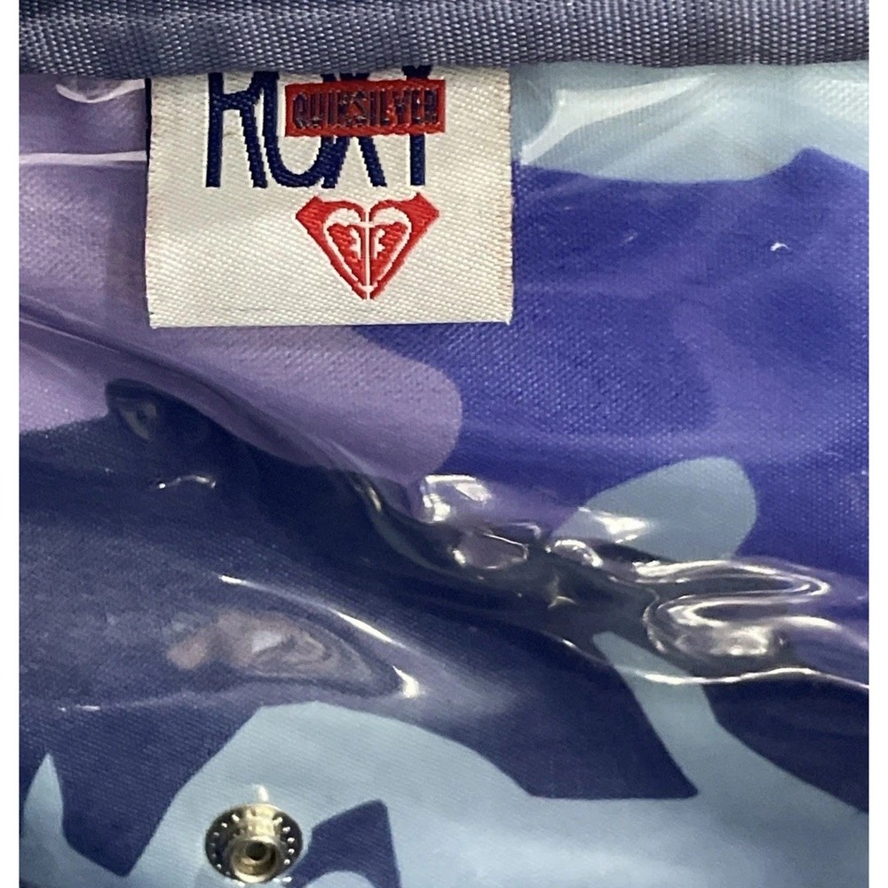 Vintage Roxy Travel Bag Luggage‎ Purple Leather Tote Hawaiian PVC Surf 1990's - Picture 9 of 15